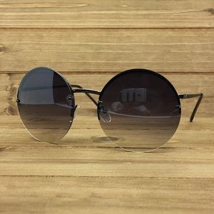 O2 Eyewear 7108 Rimless Round Sunglasses(BK)